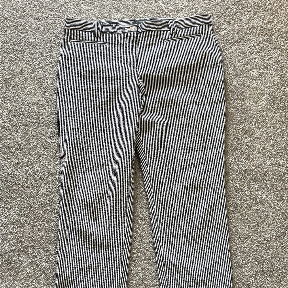 Ann Taylor Navy and White Striped Seersucker Pants